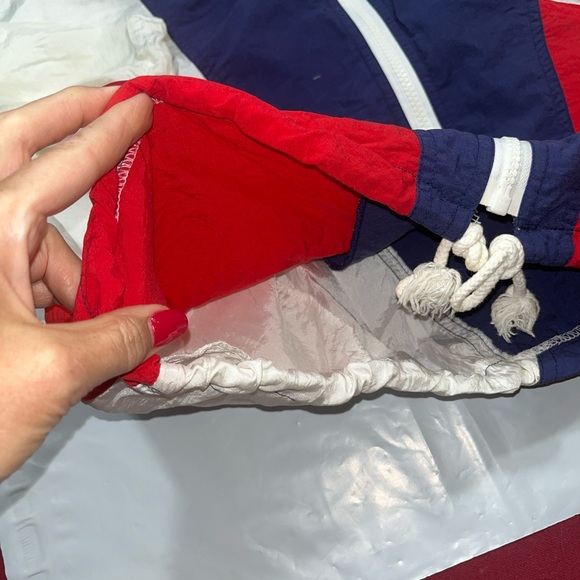 80s red white blue Windbreaker zip jacket color block sailing nautical preppy MP - Picture 6 of 13
